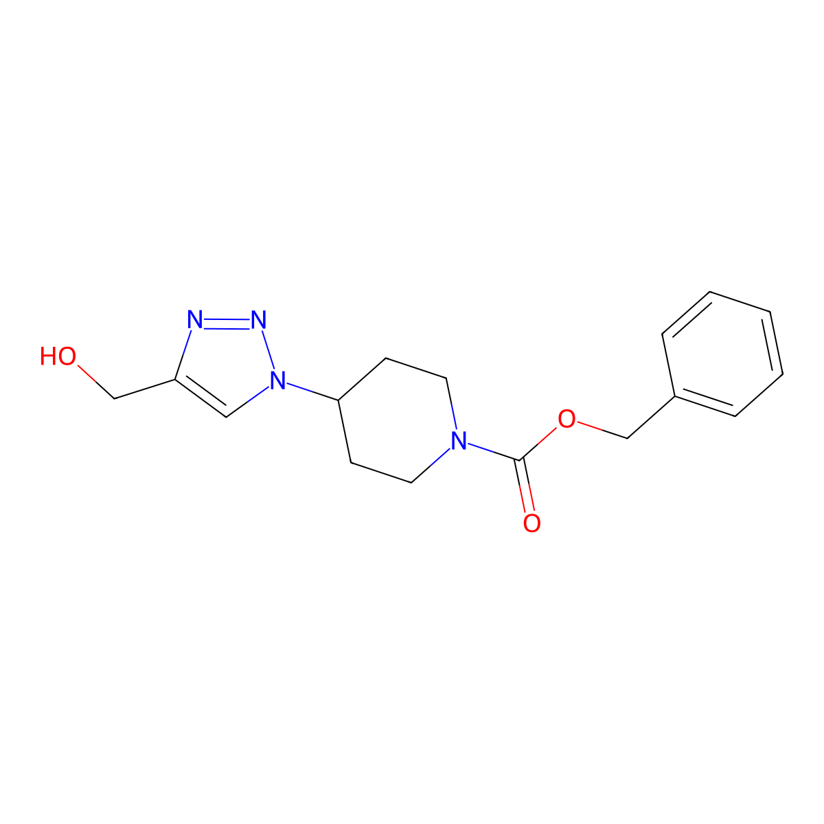 benzyl 4-[4-(hydroxymethyl)-1H-1,2,3-triazol-1-yl]piperidine-1-carboxylate molecular structure, CAS 2680900-81-4