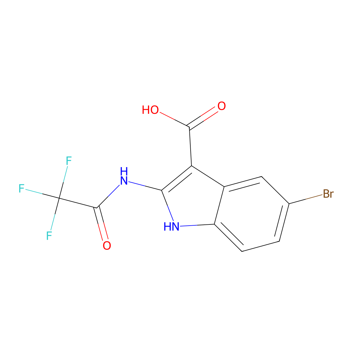 5-bromo-2-(2,2,2-trifluoroacetamido)-1H-indole-3-carboxylic acid molecular structure, CAS 2680900-82-5