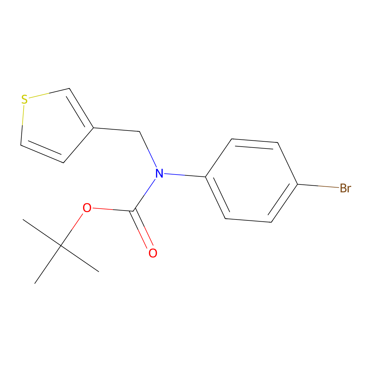 tert-butyl N-(4-bromophenyl)-N-[(thiophen-3-yl)methyl]carbamate molecular structure, CAS 2680900-83-6