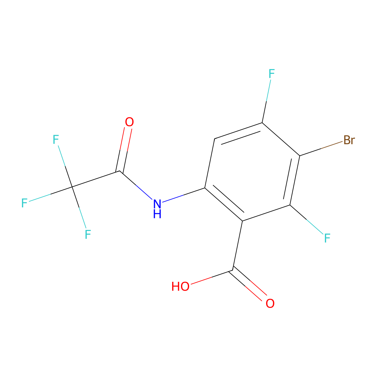 3-Bromo-2,4-difluoro-6-(2,2,2-trifluoroacetamido)benzoic acid molecular structure, CAS 2680900-85-8