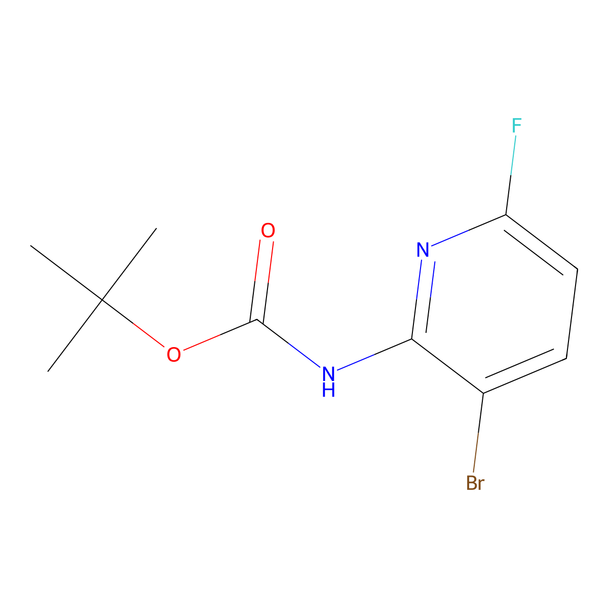 tert-butyl N-(3-bromo-6-fluoropyridin-2-yl)carbamate molecular structure, CAS 2680900-93-8