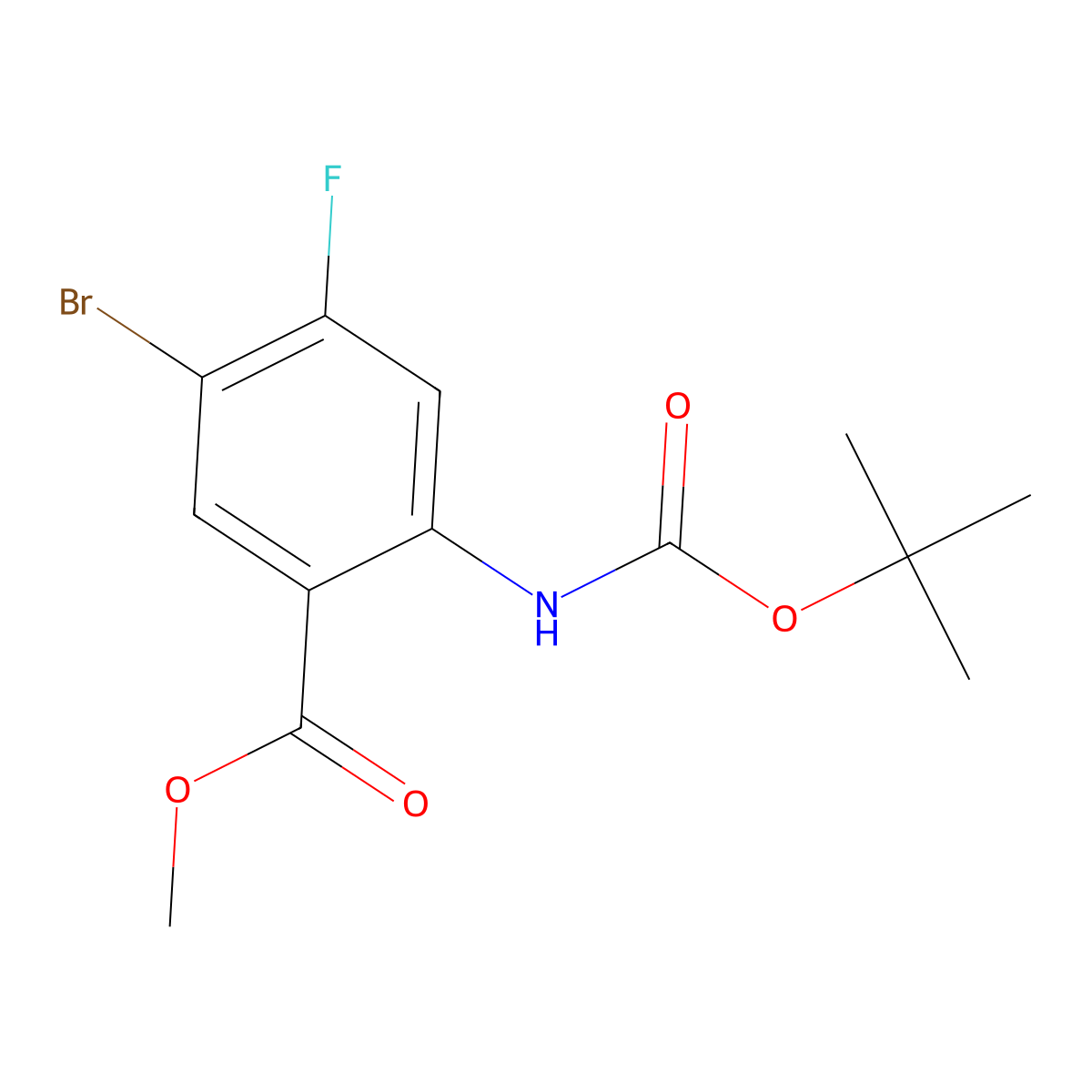 Methyl 5-bromo-2-{[(tert-butoxy)carbonyl]amino}-4-fluorobenzoate molecular structure, CAS 2680900-96-1