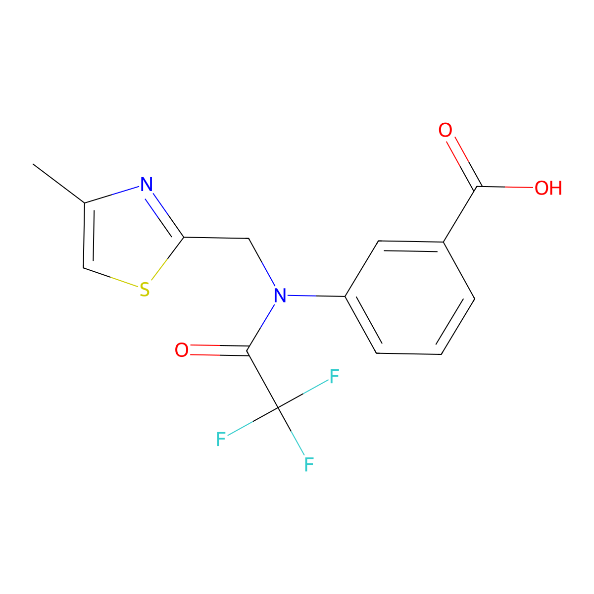 3-{2,2,2-trifluoro-N-[(4-methyl-1,3-thiazol-2-yl)methyl]acetamido}benzoic acid molecular structure, CAS 2680900-97-2