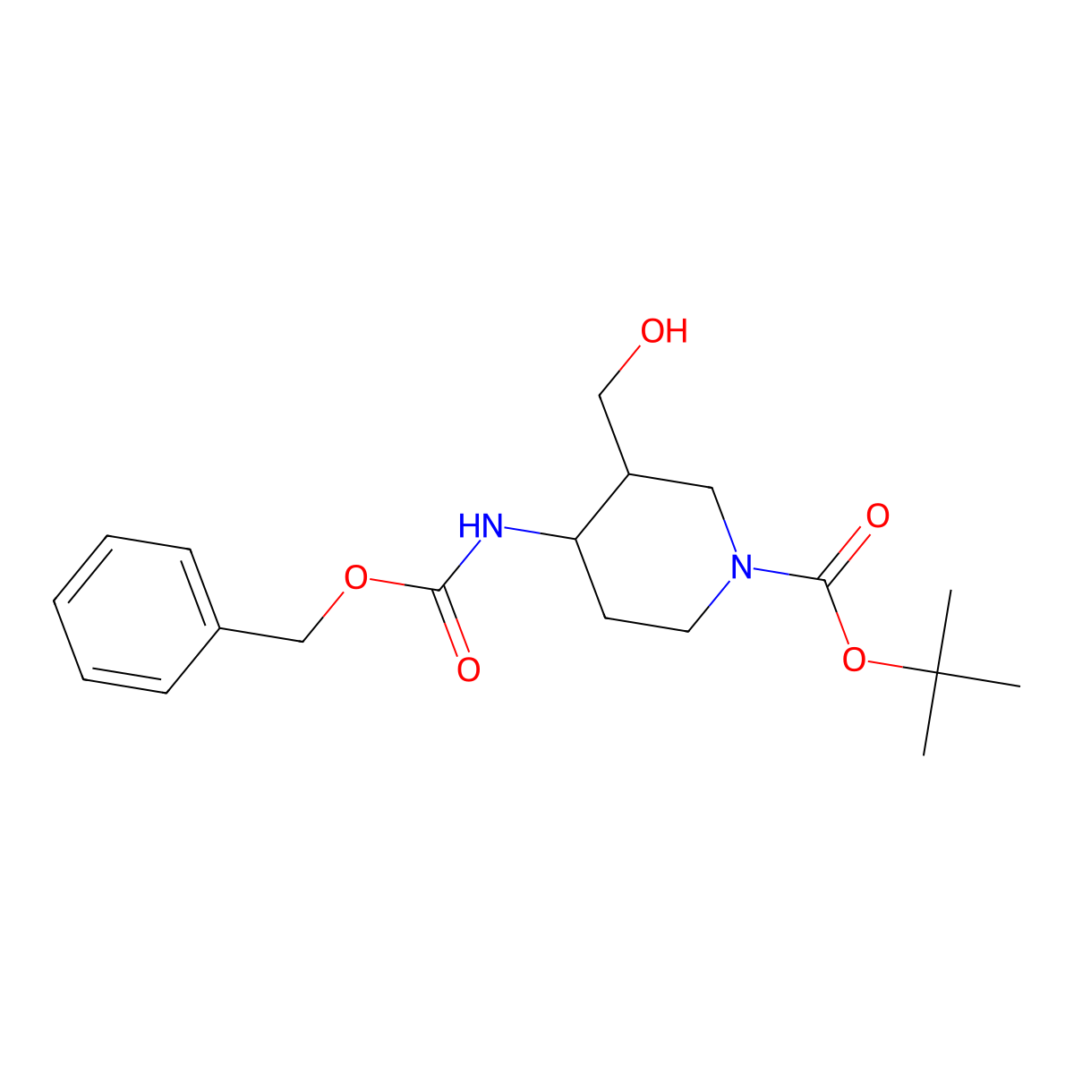 Tert-butyl 4-{[(benzyloxy)carbonyl]amino}-3-(hydroxymethyl)piperidine-1-carboxylate molecular structure, CAS 2680901-00-0