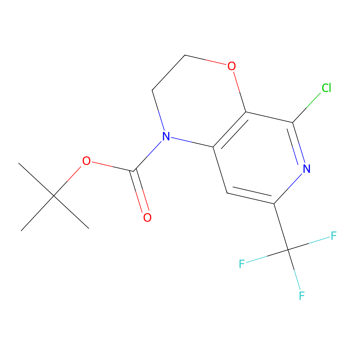 tert-butyl 5-chloro-7-(trifluoromethyl)-1H,2H,3H-pyrido[3,4-b][1,4]oxazine-1-carboxylate molecular structure, CAS 2680901-11-3