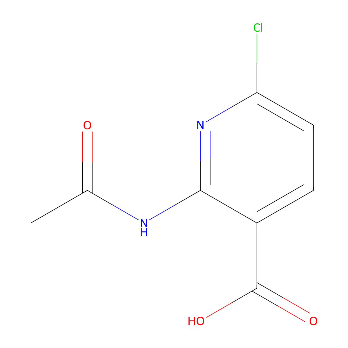 6-Chloro-2-acetamidopyridine-3-carboxylic acid molecular structure, CAS 2680901-12-4