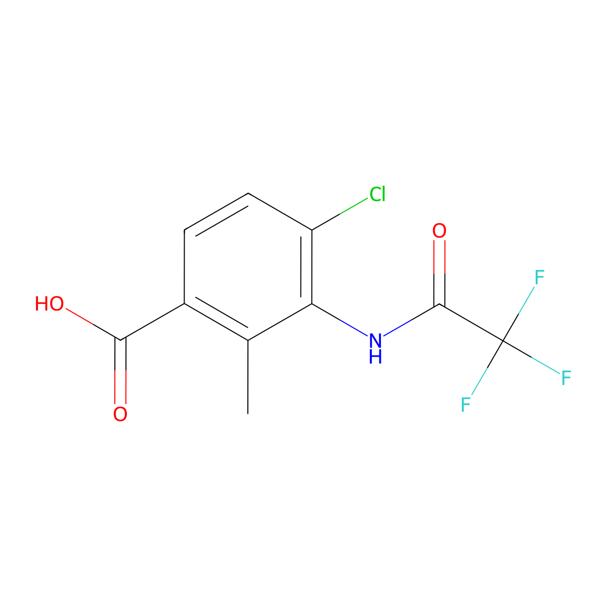 4-Chloro-2-methyl-3-(2,2,2-trifluoroacetamido)benzoic acid molecular structure, CAS 2680901-15-7