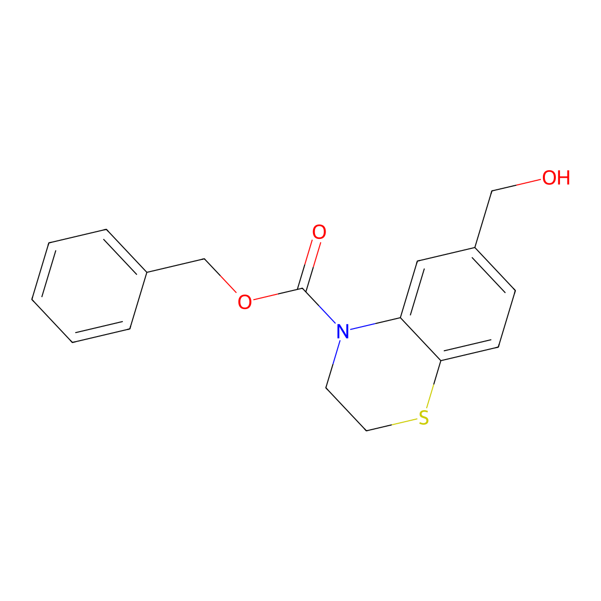 benzyl 6-(hydroxymethyl)-3,4-dihydro-2H-1,4-benzothiazine-4-carboxylate molecular structure, CAS 2680901-16-8