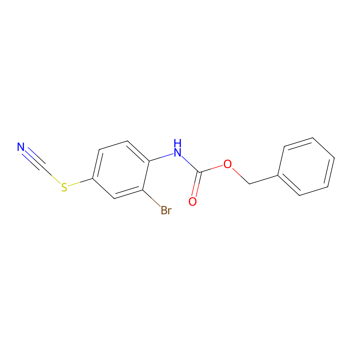 benzyl N-[2-bromo-4-(cyanosulfanyl)phenyl]carbamate molecular structure, CAS 2680901-21-5