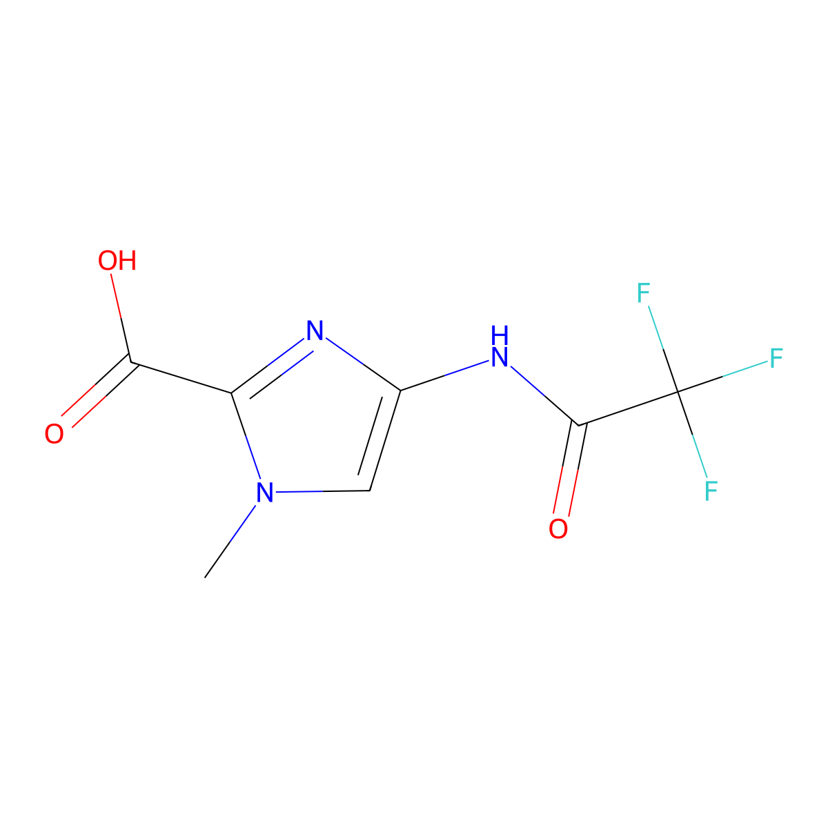 1-methyl-4-(2,2,2-trifluoroacetamido)-1H-imidazole-2-carboxylic acid molecular structure, CAS 2680901-30-6