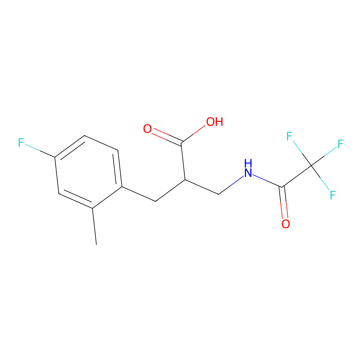 2-[(4-Fluoro-2-methylphenyl)methyl]-3-(2,2,2-trifluoroacetamido)propanoic acid molecular structure, CAS 2680901-41-9