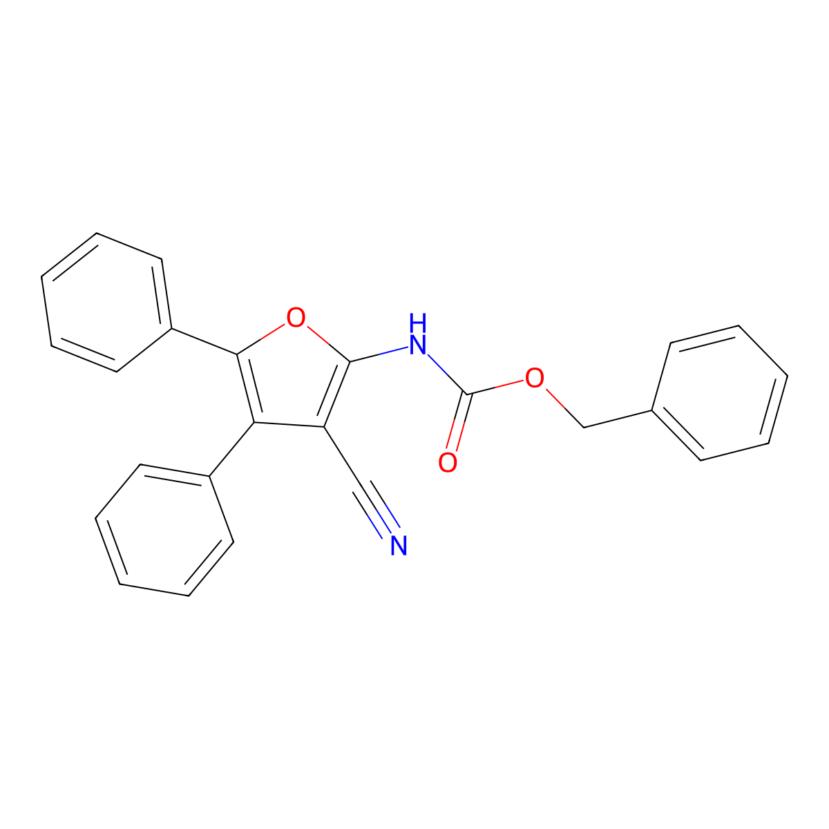 benzyl N-(3-cyano-4,5-diphenylfuran-2-yl)carbamate molecular structure, CAS 2680901-42-0