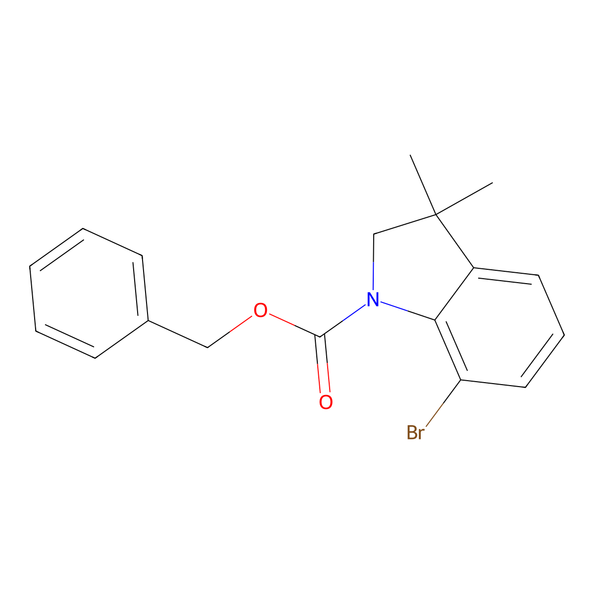 benzyl 7-bromo-3,3-dimethyl-2,3-dihydro-1H-indole-1-carboxylate molecular structure, CAS 2680901-44-2