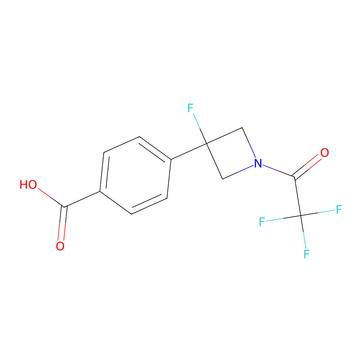 4-[3-Fluoro-1-(2,2,2-trifluoroacetyl)azetidin-3-yl]benzoic acid molecular structure, CAS 2680901-45-3