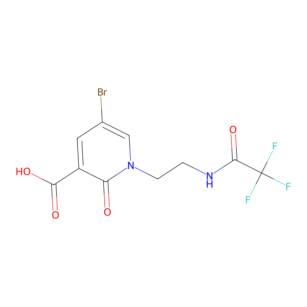 5-Bromo-2-oxo-1-[2-(2,2,2-trifluoroacetamido)ethyl]-1,2-dihydropyridine-3-carboxylic acid molecular structure, CAS 2680901-51-1