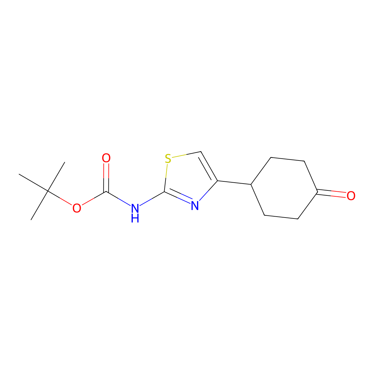 tert-butyl N-[4-(4-oxocyclohexyl)-1,3-thiazol-2-yl]carbamate molecular structure, CAS 2680901-52-2