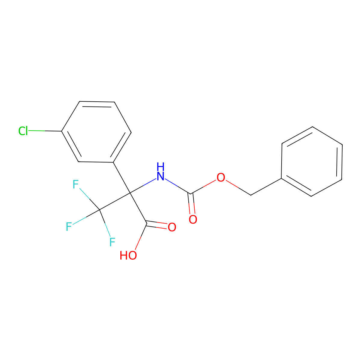 2-{[(Benzyloxy)carbonyl]amino}-2-(3-chlorophenyl)-3,3,3-trifluoropropanoic acid molecular structure, CAS 2680901-53-3