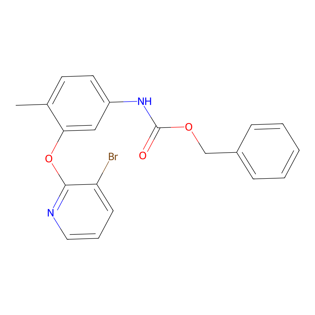 benzyl N-{3-[(3-bromopyridin-2-yl)oxy]-4-methylphenyl}carbamate molecular structure, CAS 2680901-55-5