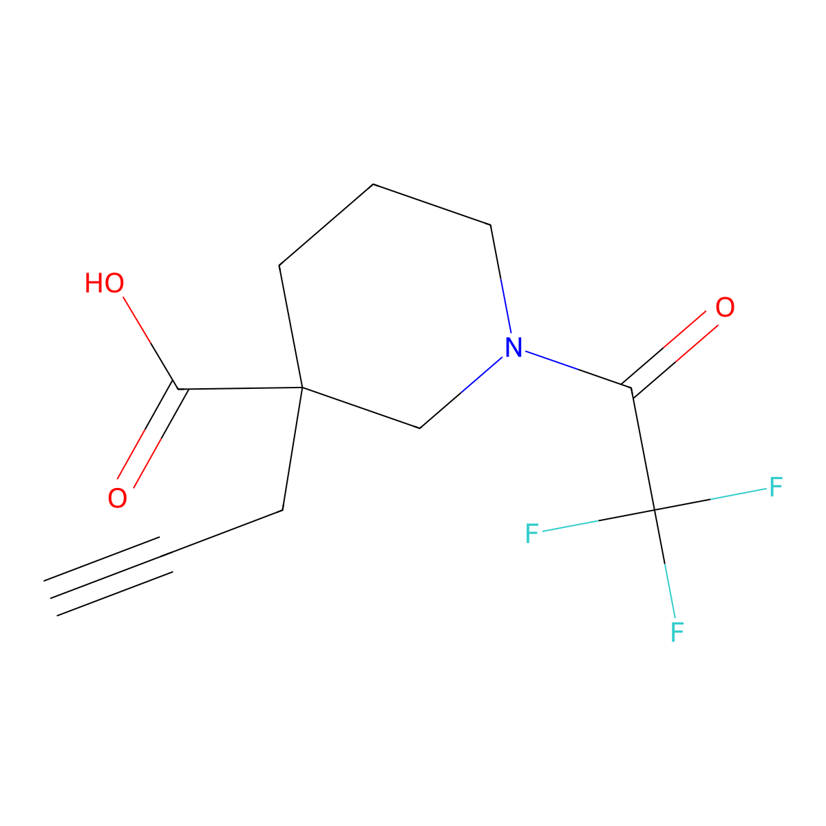 3-(Prop-2-yn-1-yl)-1-(2,2,2-trifluoroacetyl)piperidine-3-carboxylic acid molecular structure, CAS 2680901-61-3