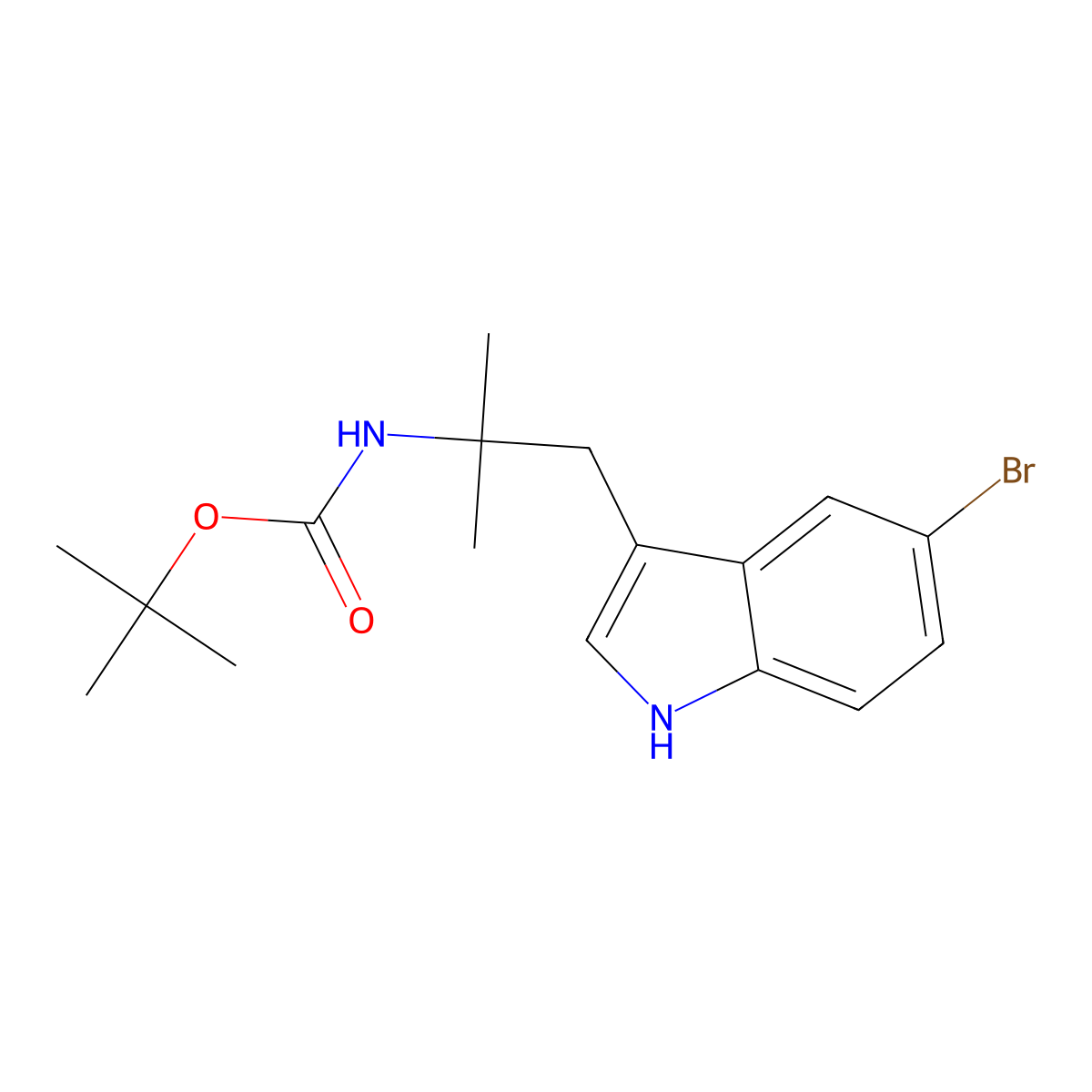 tert-butyl N-[1-(5-bromo-1H-indol-3-yl)-2-methylpropan-2-yl]carbamate molecular structure, CAS 2680901-62-4