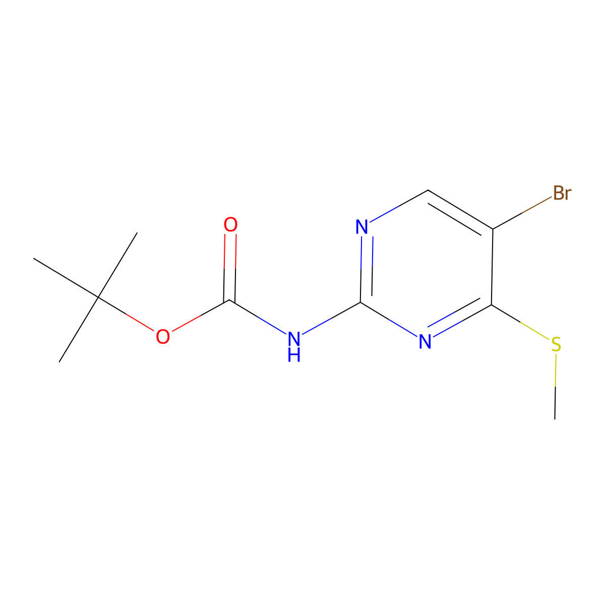 tert-butyl N-[5-bromo-4-(methylsulfanyl)pyrimidin-2-yl]carbamate molecular structure, CAS 2680901-63-5