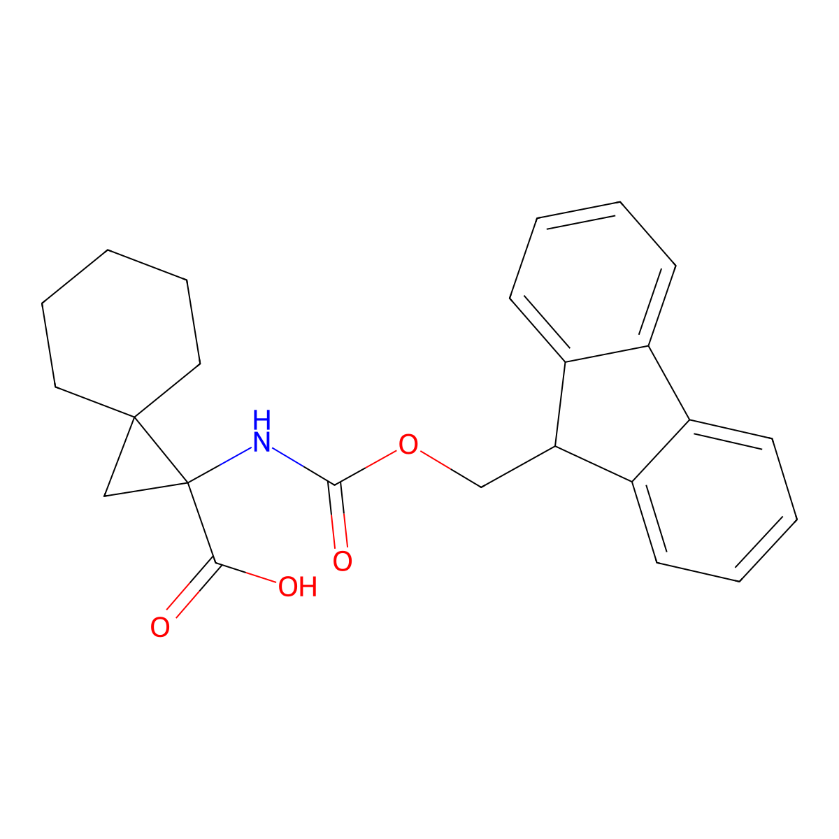 1-({[(9H-fluoren-9-yl)methoxy]carbonyl}amino)spiro[2.5]octane-1-carboxylic acid molecular structure, CAS 2680901-72-6