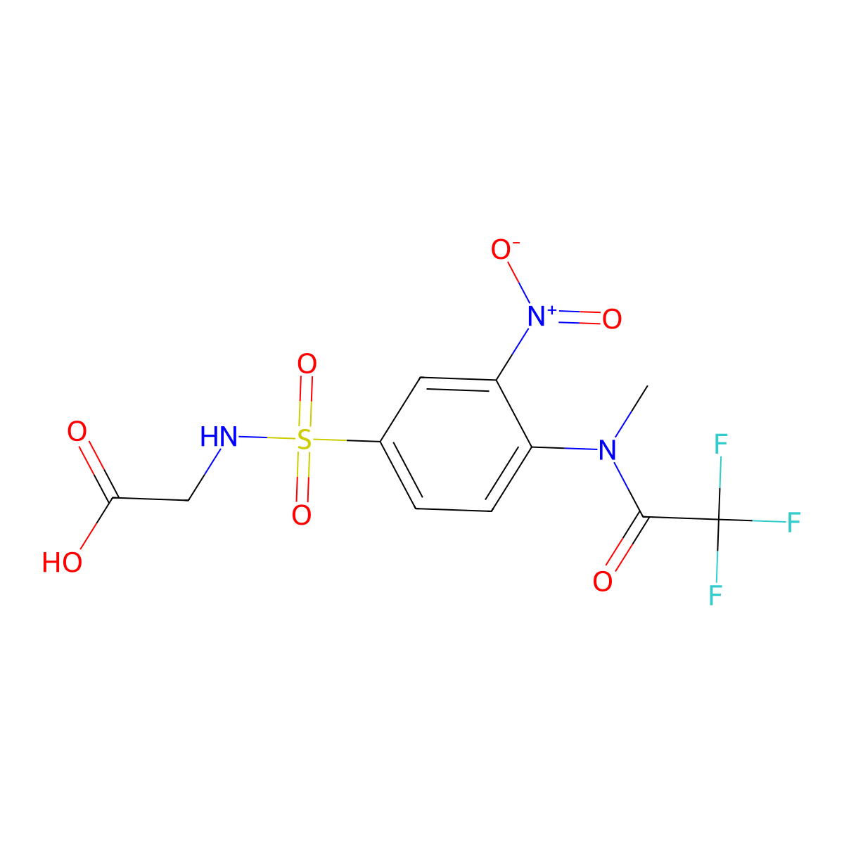 2-[3-nitro-4-(2,2,2-trifluoro-N-methylacetamido)benzenesulfonamido]acetic acid molecular structure, CAS 2680901-79-3