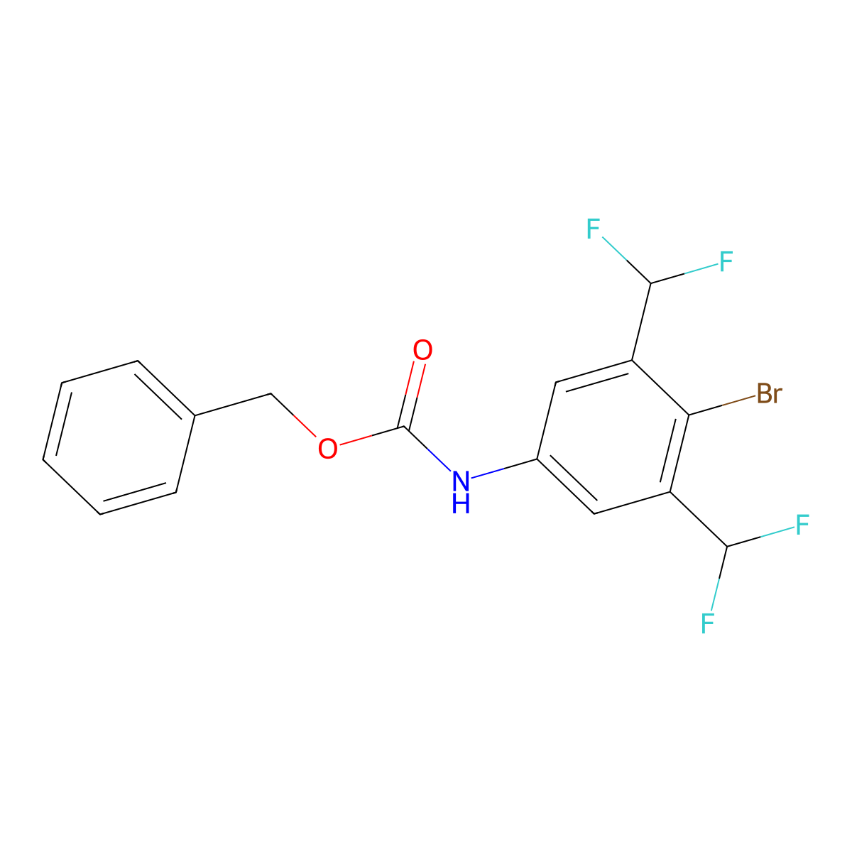 benzyl N-[4-bromo-3,5-bis(difluoromethyl)phenyl]carbamate molecular structure, CAS 2680901-89-5