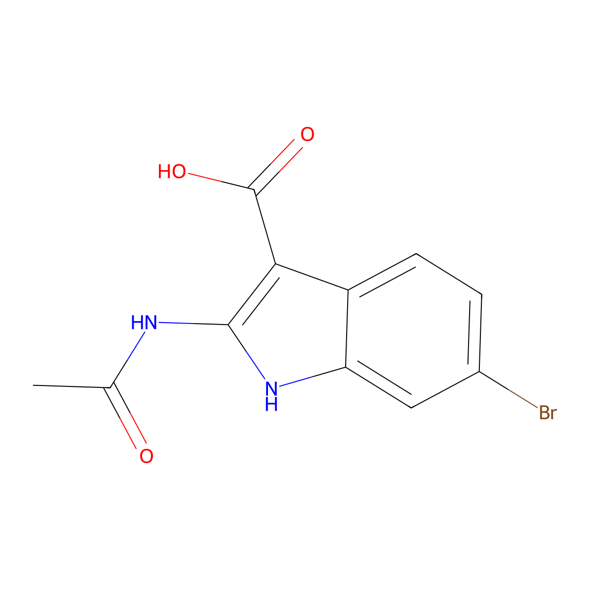 6-bromo-2-acetamido-1H-indole-3-carboxylic acid molecular structure, CAS 2680901-92-0