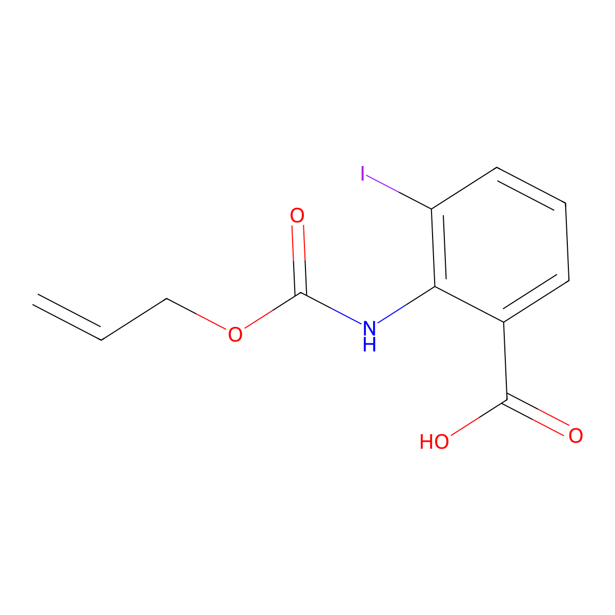 3-Iodo-2-{[(prop-2-en-1-yloxy)carbonyl]amino}benzoic acid molecular structure, CAS 2680901-97-5