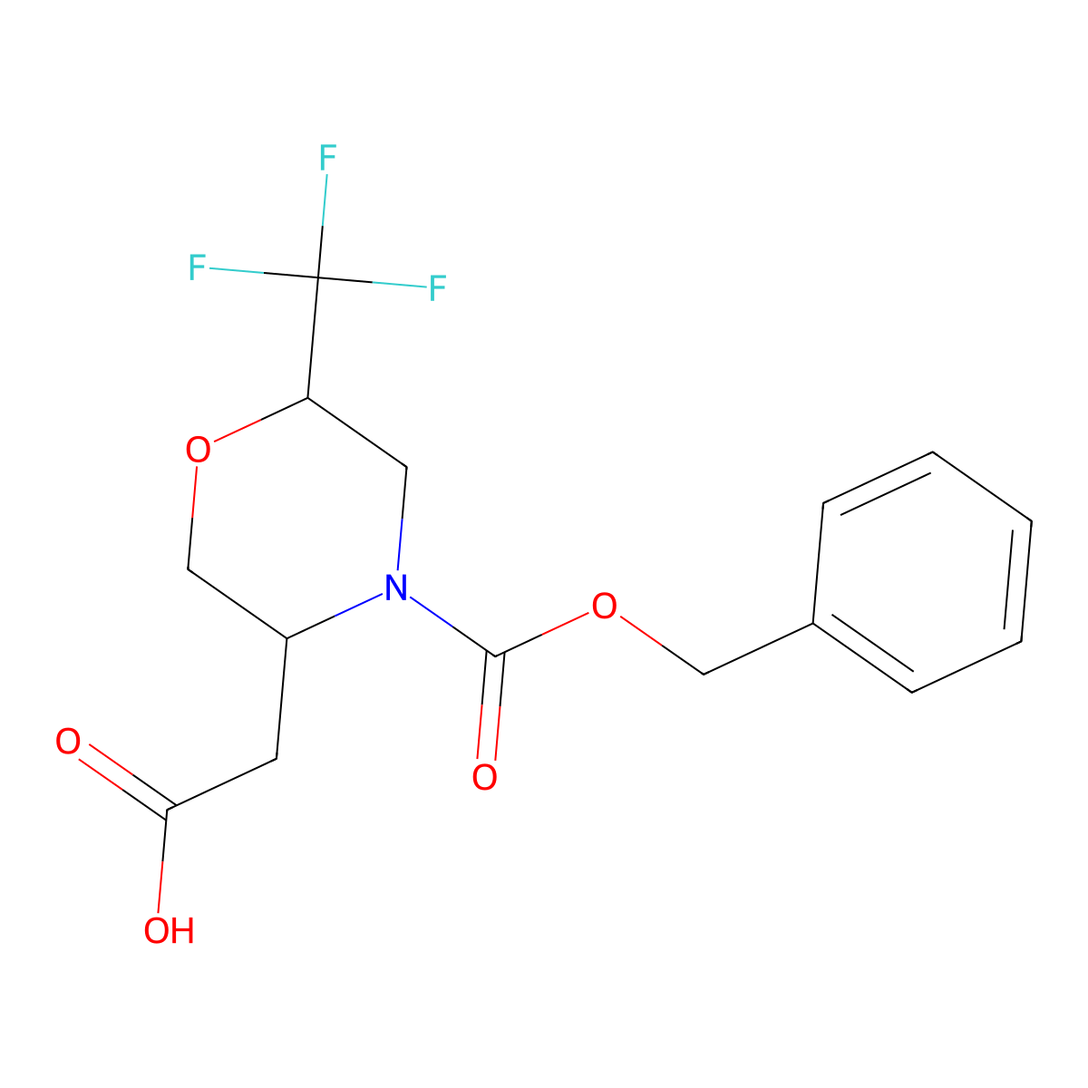 2-{4-[(Benzyloxy)carbonyl]-6-(trifluoromethyl)morpholin-3-yl}acetic acid molecular structure, CAS 2680901-99-7