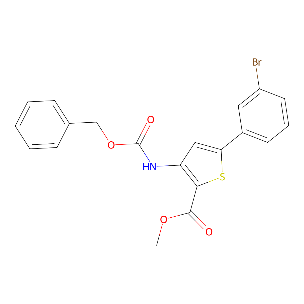 Methyl 3-{[(benzyloxy)carbonyl]amino}-5-(3-bromophenyl)thiophene-2-carboxylate molecular structure, CAS 2680902-01-4