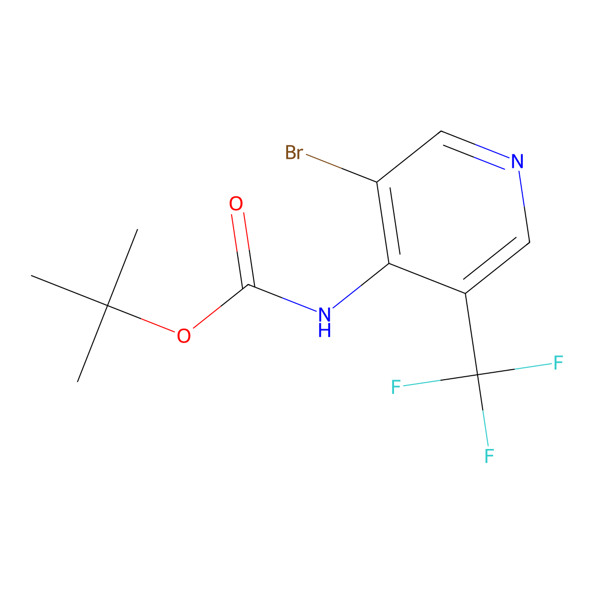 tert-butyl N-[3-bromo-5-(trifluoromethyl)pyridin-4-yl]carbamate molecular structure, CAS 2680902-02-5