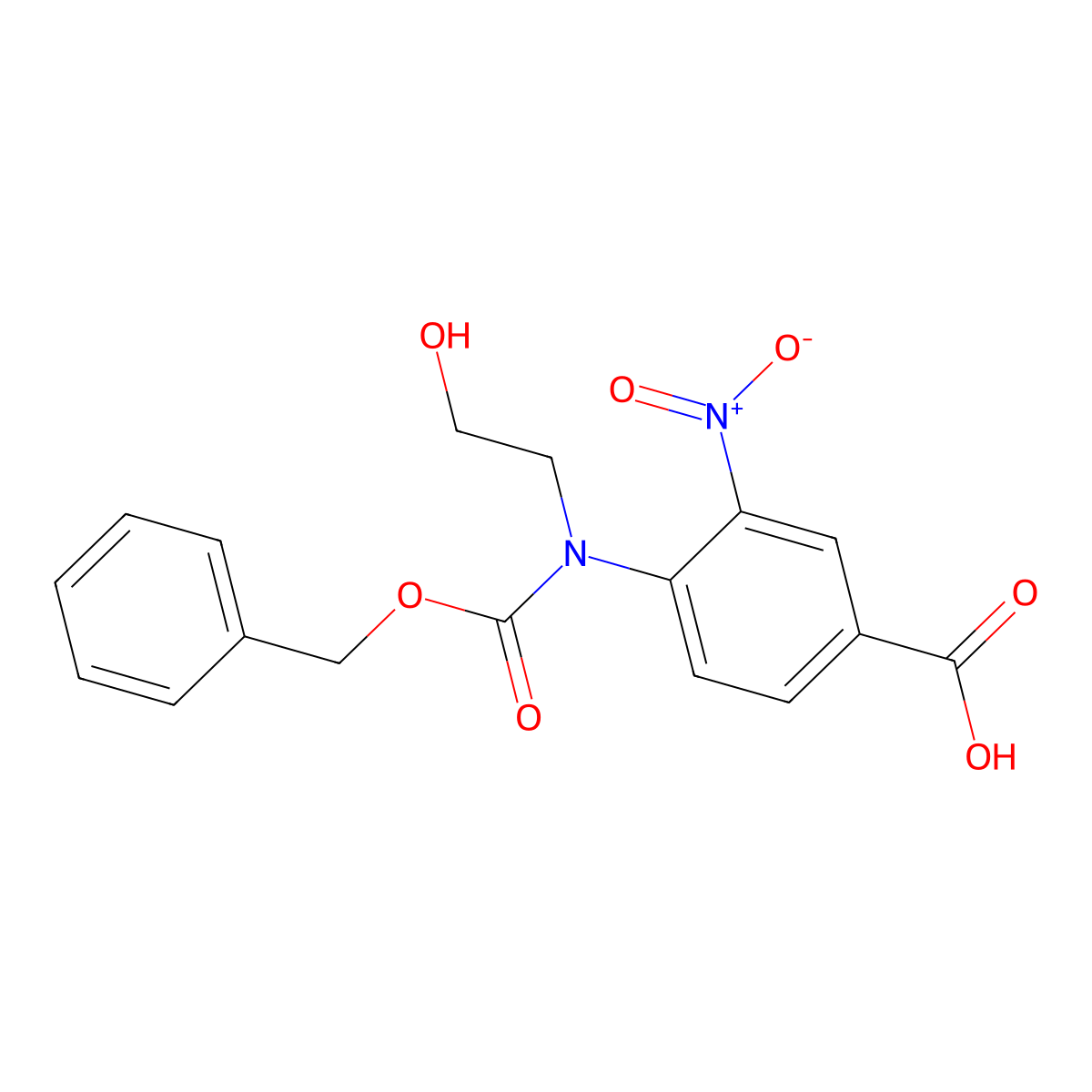 4-{[(Benzyloxy)carbonyl](2-hydroxyethyl)amino}-3-nitrobenzoic acid molecular structure, CAS 2680902-10-5