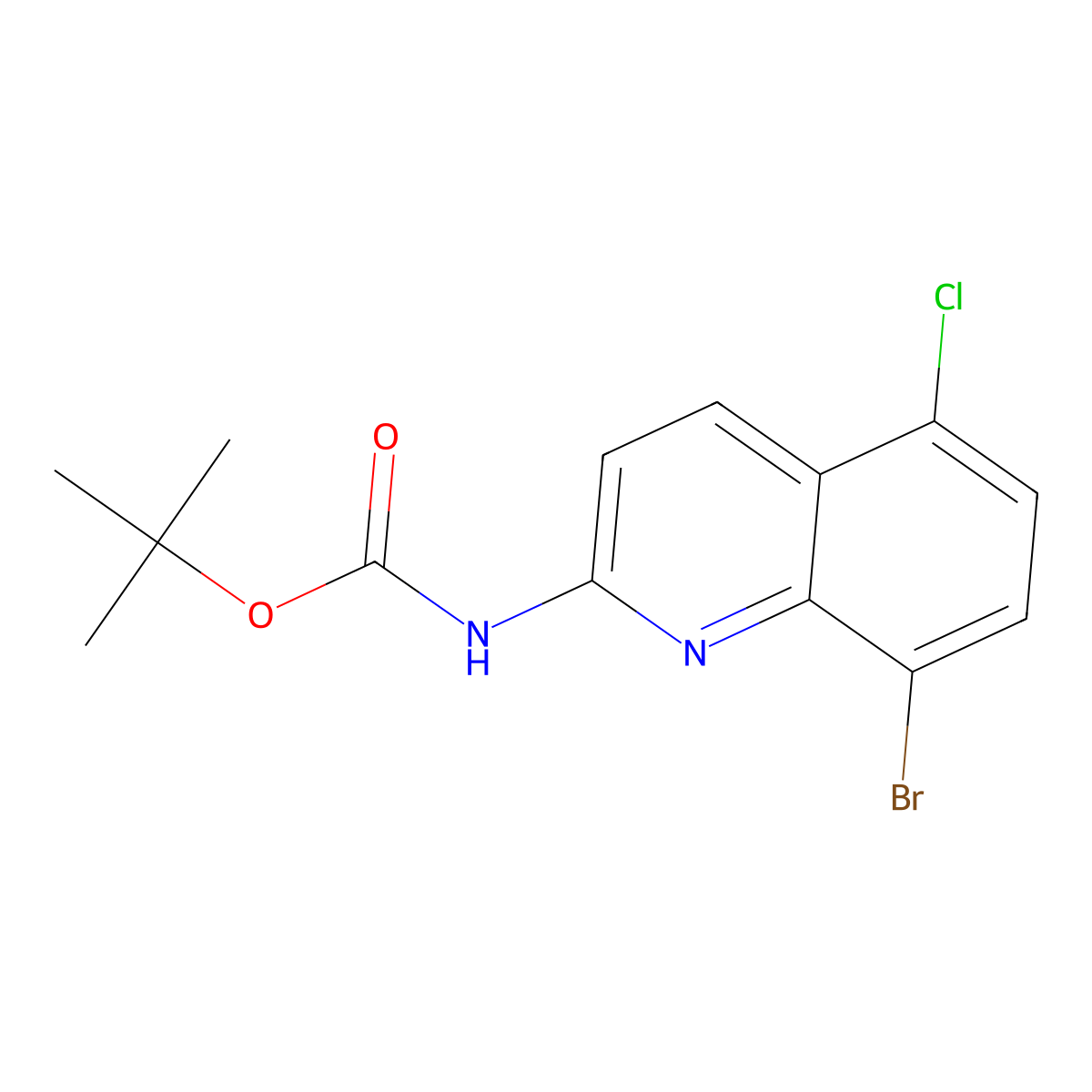 tert-butyl N-(8-bromo-5-chloroquinolin-2-yl)carbamate molecular structure, CAS 2680902-12-7