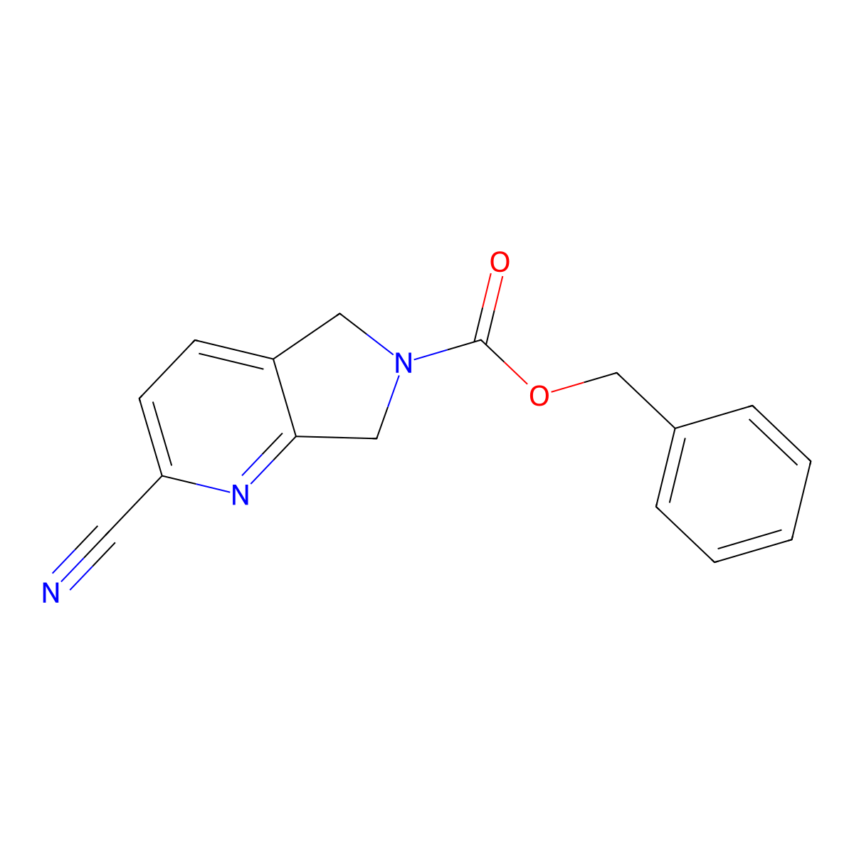 benzyl 2-cyano-5H,6H,7H-pyrrolo[3,4-b]pyridine-6-carboxylate molecular structure, CAS 2680902-15-0
