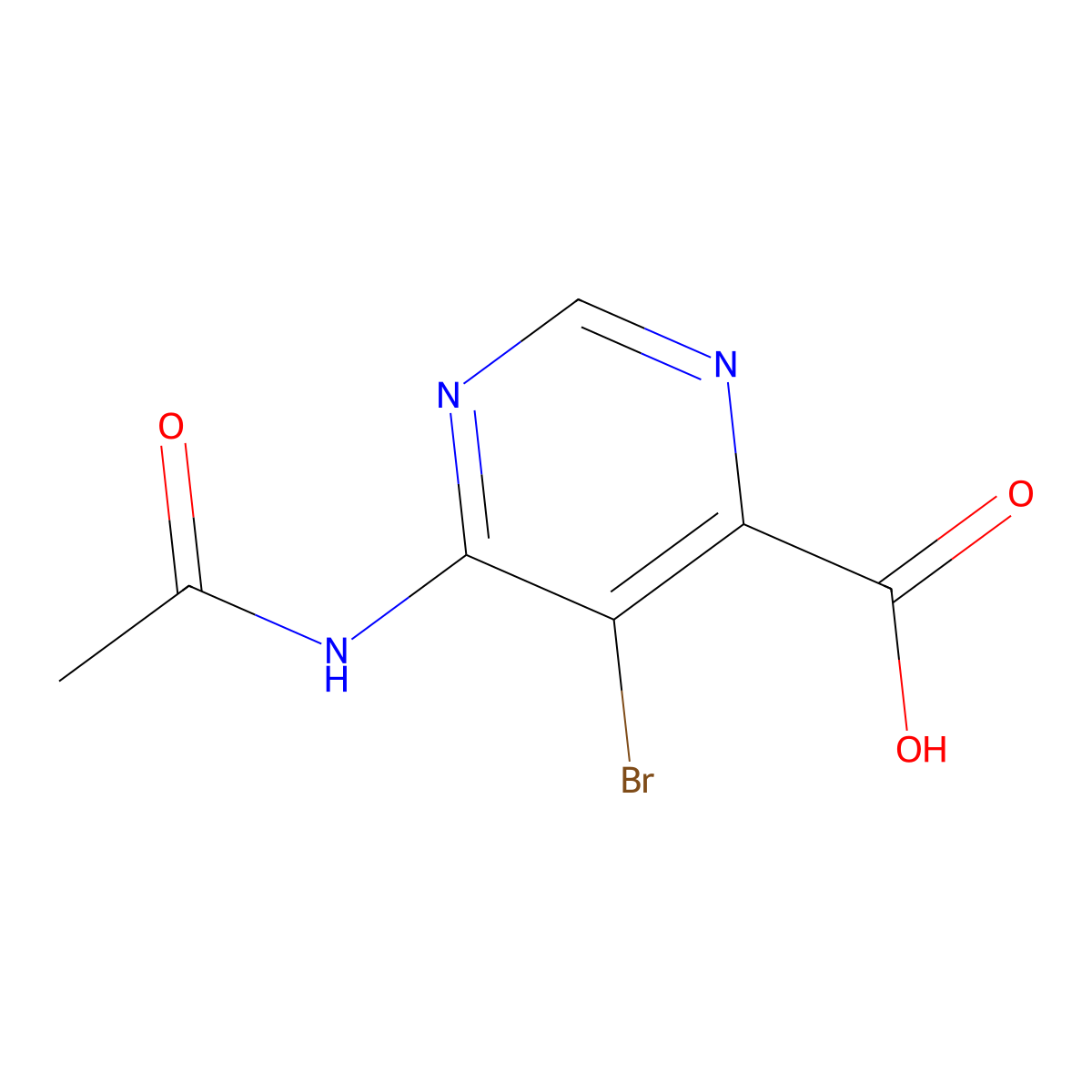 5-Bromo-6-acetamidopyrimidine-4-carboxylic acid molecular structure, CAS 2680902-16-1