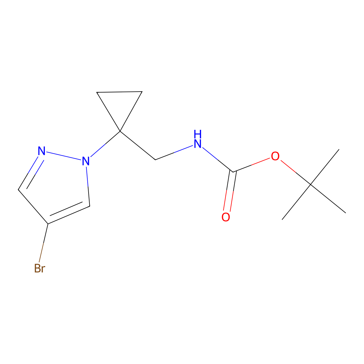 tert-butyl N-{[1-(4-bromo-1H-pyrazol-1-yl)cyclopropyl]methyl}carbamate molecular structure, CAS 2680902-17-2