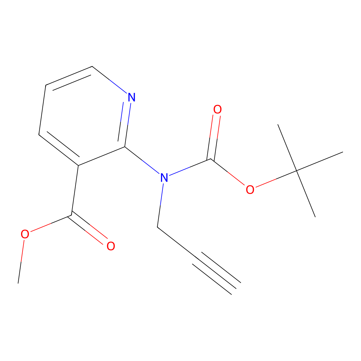 Methyl 2-{[(tert-butoxy)carbonyl](prop-2-yn-1-yl)amino}pyridine-3-carboxylate molecular structure, CAS 2680902-18-3