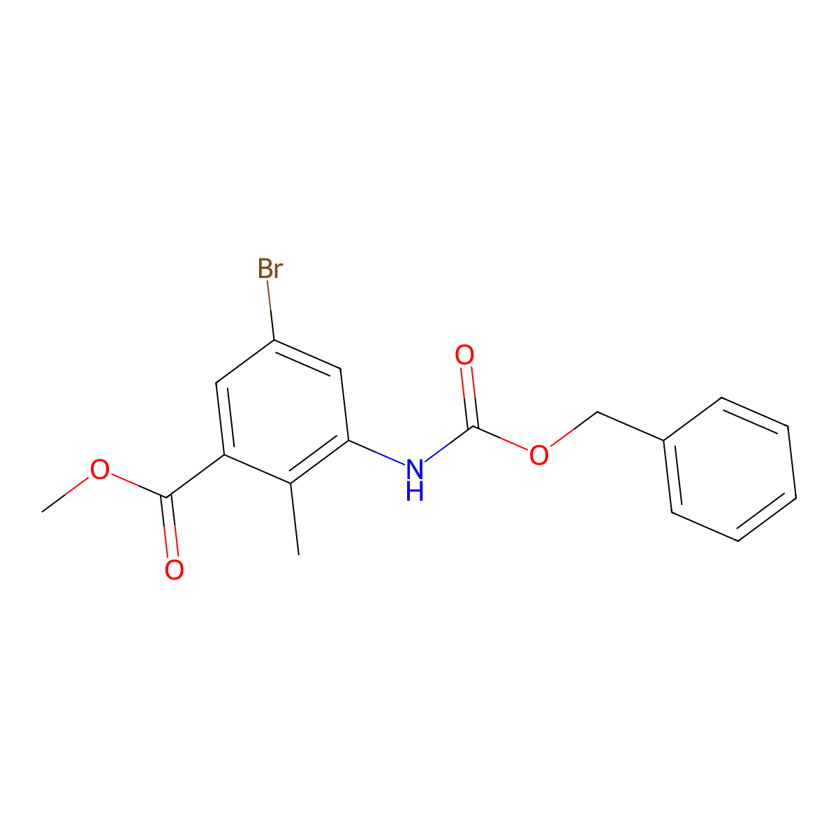 Methyl 3-{[(benzyloxy)carbonyl]amino}-5-bromo-2-methylbenzoate molecular structure, CAS 2680902-29-6
