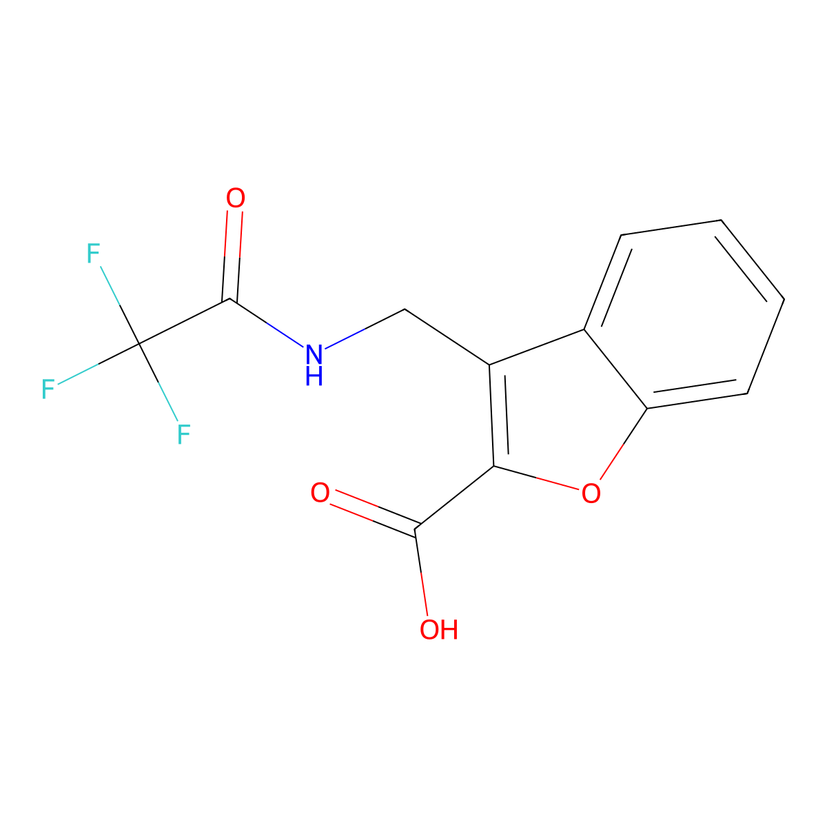 3-[(2,2,2-Trifluoroacetamido)methyl]-1-benzofuran-2-carboxylic acid molecular structure, CAS 2680902-39-8