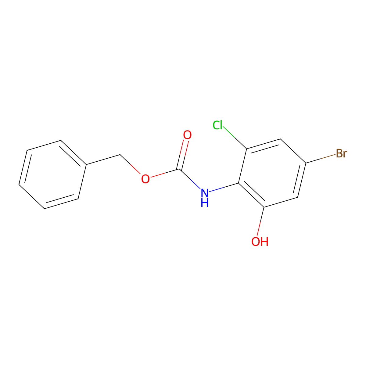 benzyl N-(4-bromo-2-chloro-6-hydroxyphenyl)carbamate molecular structure, CAS 2680902-40-1
