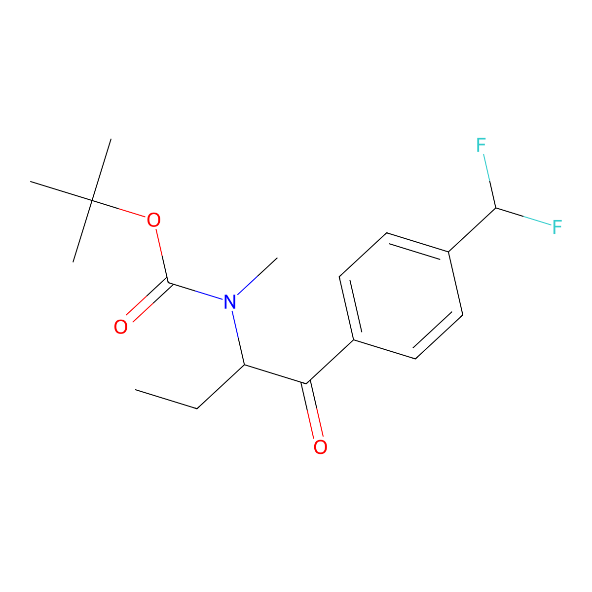 tert-butyl N-{1-[4-(difluoromethyl)phenyl]-1-oxobutan-2-yl}-N-methylcarbamate molecular structure, CAS 2680902-47-8