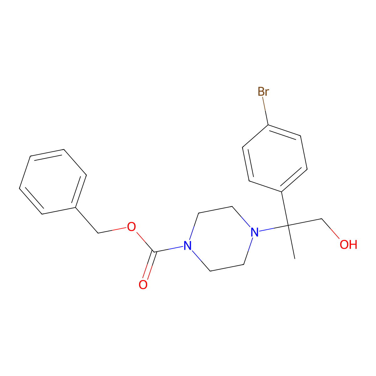 Benzyl 4-[2-(4-bromophenyl)-1-hydroxypropan-2-yl]piperazine-1-carboxylate molecular structure, CAS 2680902-48-9