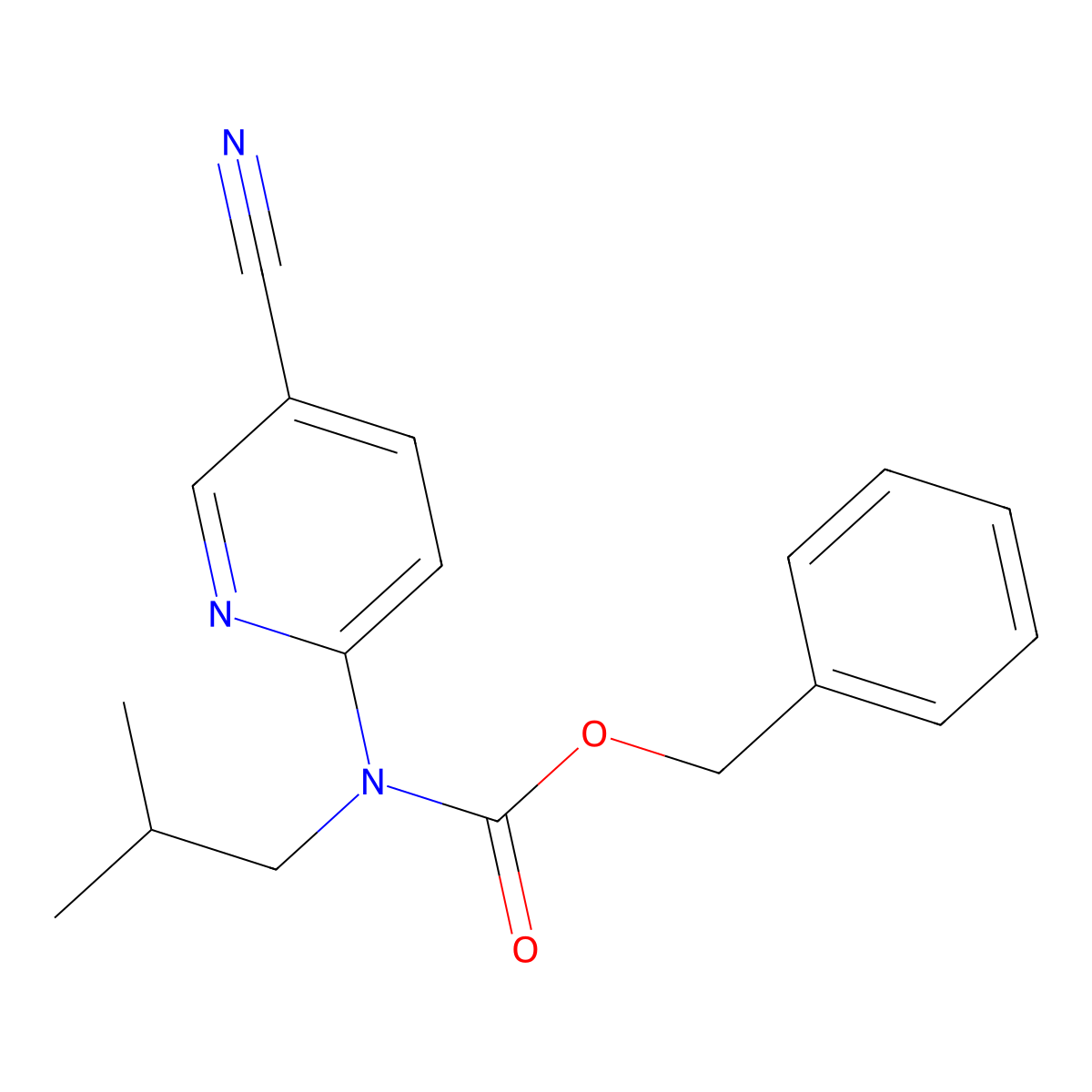 benzyl N-(5-cyanopyridin-2-yl)-N-(2-methylpropyl)carbamate molecular structure, CAS 2680902-58-1