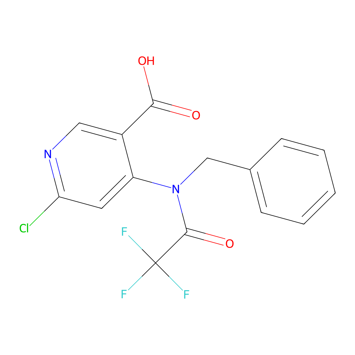 4-(N-benzyl-2,2,2-trifluoroacetamido)-6-chloropyridine-3-carboxylic acid molecular structure, CAS 2680902-59-2
