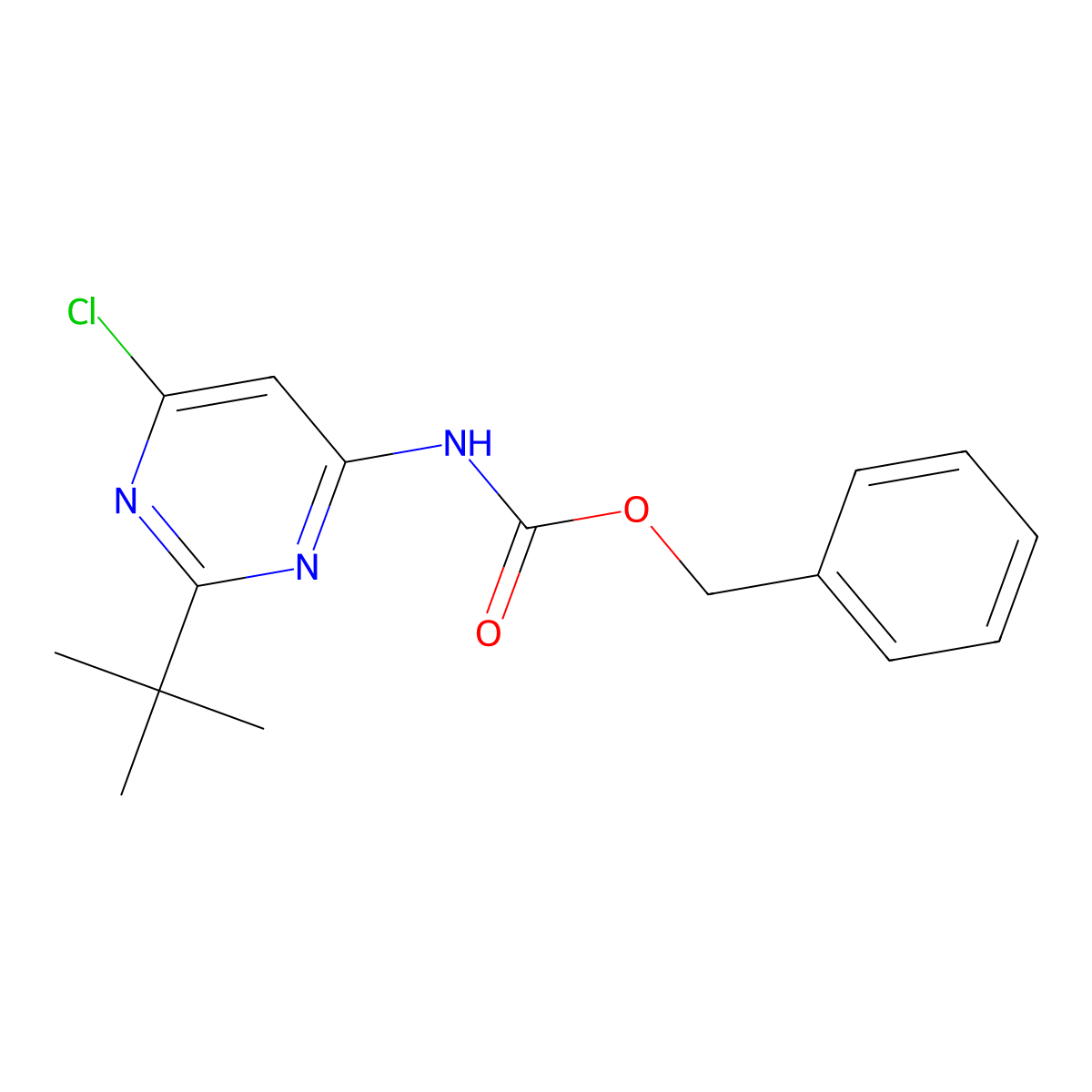benzyl N-(2-tert-butyl-6-chloropyrimidin-4-yl)carbamate molecular structure, CAS 2680902-61-6