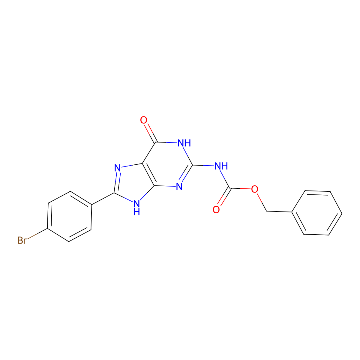 benzyl N-[8-(4-bromophenyl)-6-oxo-6,9-dihydro-1H-purin-2-yl]carbamate molecular structure, CAS 2680902-66-1