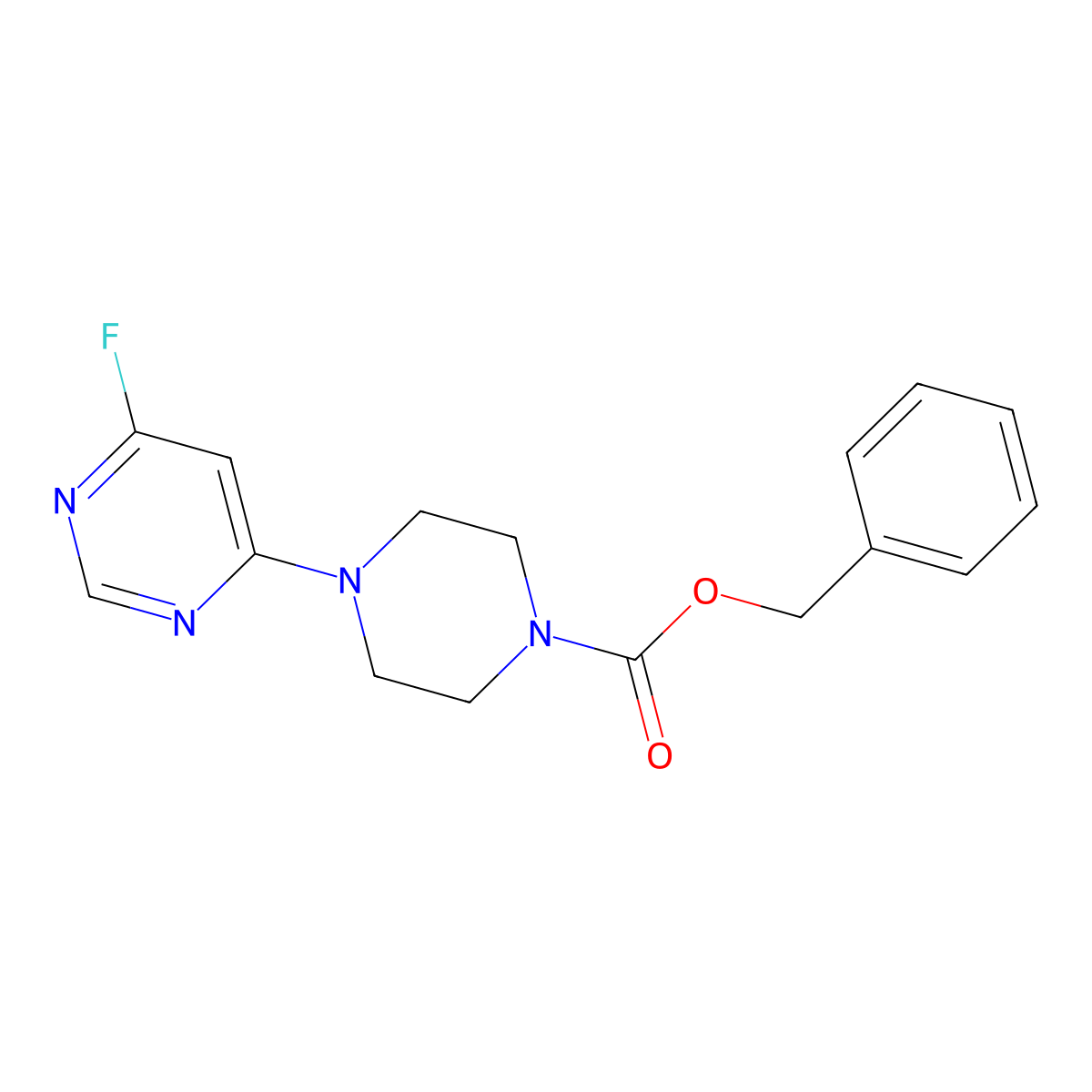 Benzyl 4-(6-fluoropyrimidin-4-yl)piperazine-1-carboxylate molecular structure, CAS 2680902-68-3