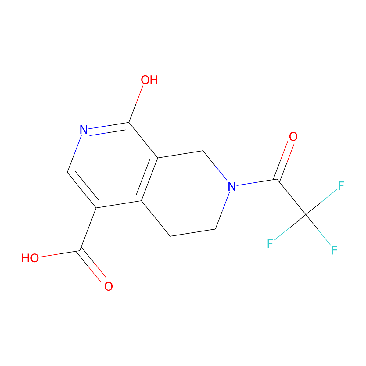 1-Hydroxy-7-(2,2,2-trifluoroacetyl)-5,6,7,8-tetrahydro-2,7-naphthyridine-4-carboxylic acid molecular structure, CAS 2680902-71-8